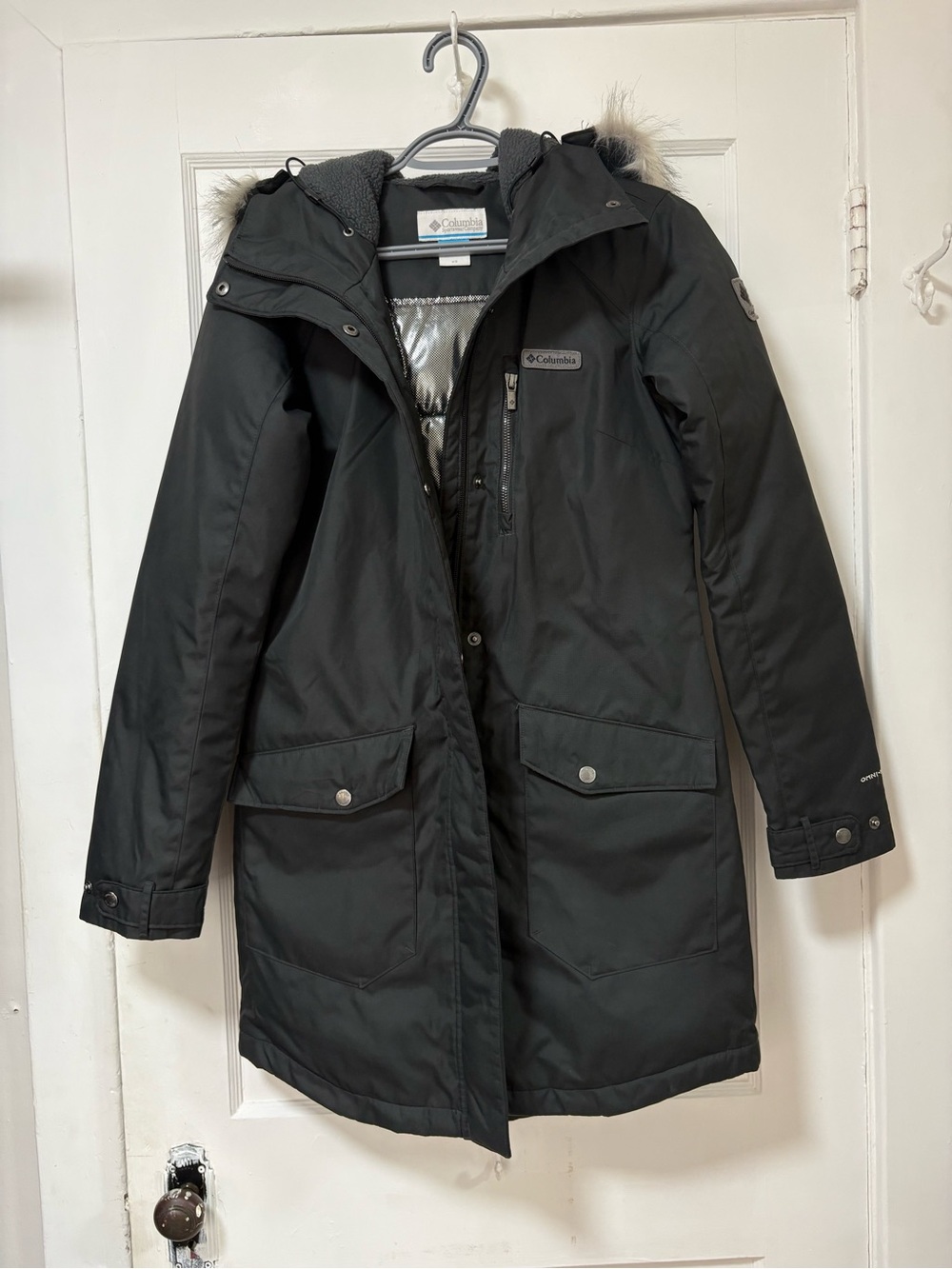 Columbia Women's Black Winter Coat with Faux Fur Hood